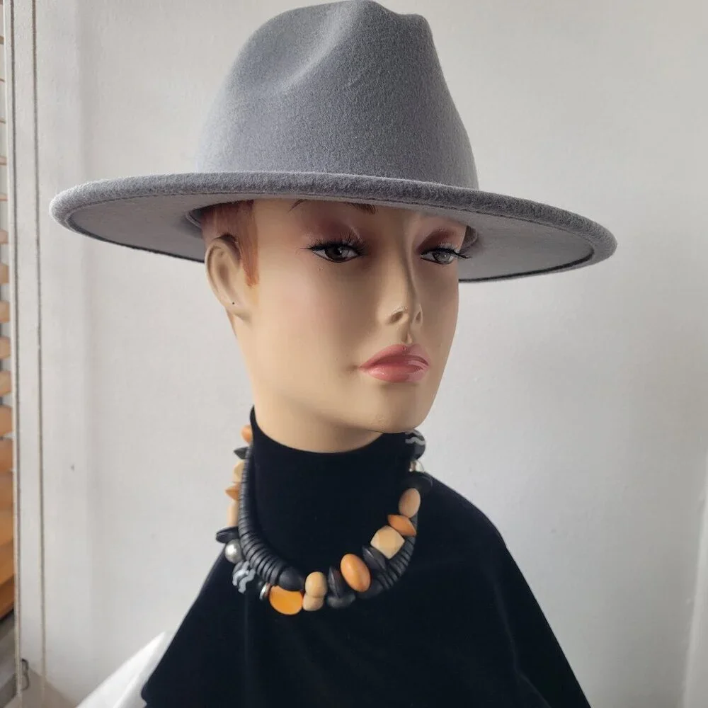 Lisianthus Women's Wide Width Brim Gray Fall/Winter Stylist Hat